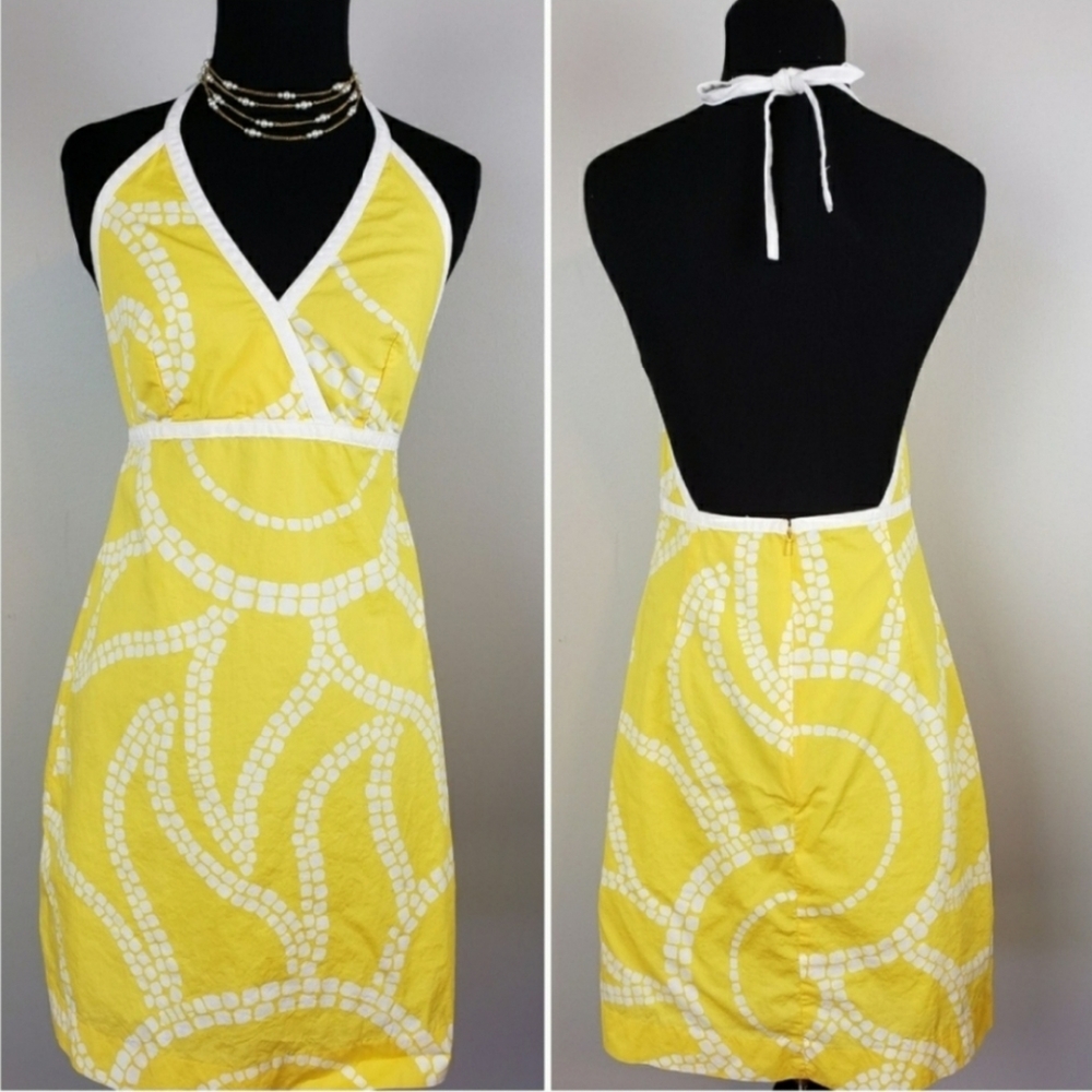 LILLY PULITZER SUNNY HALTER DRESS YELLOW WHITE 6